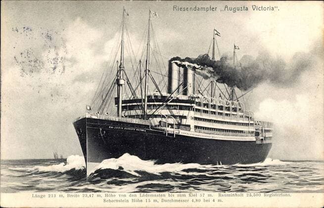 Riesendampfer Augusta Victoria, HAPAG, Bugansicht !AUFNAHMEDATUM GESCHÄTZT!