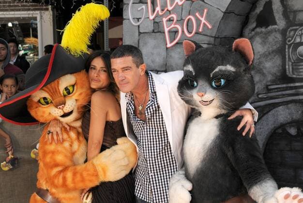 Oct. 22, 2011 - Los Angeles, California, U.S. - Salma Hayek, Antonio Banderas Attending The Los Angeles Premiere of Dreamworks Animation s Puss In Boots held at the Regency Village Theater in Westwood, California on 10 23 11. 2011 - ZUMAl89_