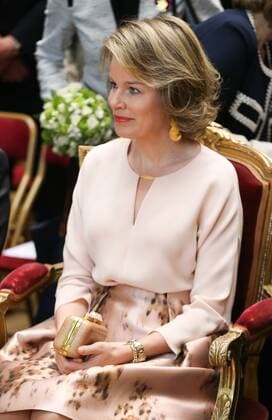 Belgien: Königin Mathilde besucht Preisverleihung in Brüssel Queen Mathilde of Belgium pictured during the Baillet Latour Health Prize 2016 ceremony in attendance of the Queen, on Thursday 14 April 2016, at the Palace of Academia in Brussels.  VIRGINIExLEFOUR 04832134
