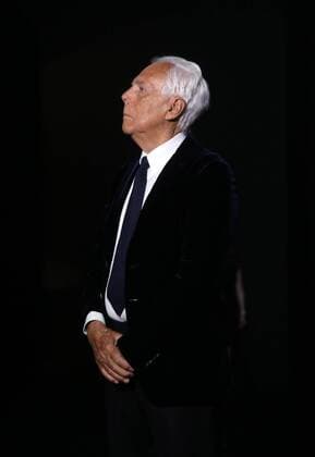 MOSCOW, RUSSIA. APRIL 14, 2016. Italian fashion designer Giorgio Armani attends a runway show for his brand s fall 2016 collection. Vyacheslav Prokofyev TASS  TS01F8E3
