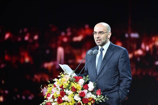6. Internationales Filmfestival in Peking - Eröffnung (160416) -- BEIJING, April 16, 2016 -- Italian director Giuseppe Tornatore addresses the opening ceremony of the 6th Beijing International Film Festival (BJIFF) in Beijing, capital of China, April 16, 2016. The BJIFF kicked off Saturday and will last until April 23. ) (mp) CHINA-BEIJING-FILM FESTIVAL-OPENING (CN) LixXin 