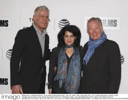April 16, 2016 - New York, New York, U.S - Anthony Bourdain, Director Lydia Tenaglia and Jeremiah Tower at the Documentary Premier of Jeremiah Tower: The Last Magnificent at the Tribeca Film Festival 2016 on Saturday April 16, 2016 in New York, New York. New York U.S. - ZUMAp124
