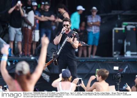 April 17, 2016 - Fort Lauderdale, Florida, United States - Singer Thomas Rhett performs onstage during the 2016 Tortuga Music Festival - Day 3. Fort Lauderdale United States - ZUMAw109