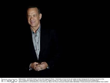 Tom Hanks arrives on the red carpet at the A Hologram for the King Premiere at the 2016 Tribeca Film Festival at BMCC John Zuccotti Theater on April 20, 2016 in New York City.  NYP20160420111 JOHNxANGELILLO