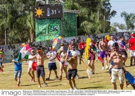 ITU, SP - 21 04 2016: TOMORROWLAND BRAZIL 2016 - Panels guide the public, showing temperature, Tomorrowland Brazil 2016, the second edition of the international electronic music festival, takes place again in the Maeda Park.  Jo?oxMoura
