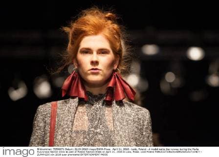 April 21, 2016 - Lodz, Poland - A model walks the runway during the Marta Kuszynska fashion show as part of Poland Fashion Week on April 21, 2016 in Lodz, Polan. Lodz Poland  - ZUMAn230