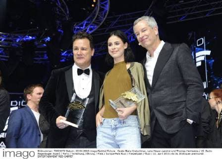 Guido Maria Kretschmar, Lena Meyer-Landrut und Thomas Hermanns 19. Radio Regenbogen Award Party Verleihung Ehrung Preis Europa-Park Rust Freizeitpark Rust 22. April 2016
