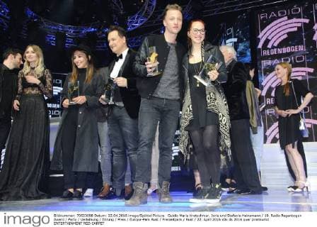 Guidio Maria Kretschmar, Joris und Stefanie Heinzmann 19. Radio Regenbogen Award Party Verleihung Ehrung Preis Europa-Park Rust Freizeitpark Rust 22. April 2016
