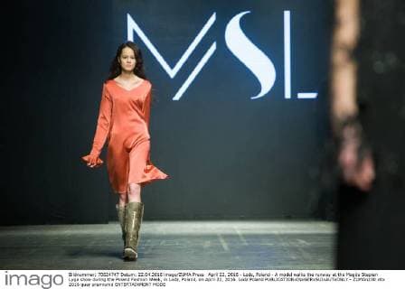 April 22, 2016 - Lodz, Poland - A model walks the runway at the Magda Stepien Lyga show during the Poland Fashion Week, in Lodz, Poland, on April 22, 2016. Lodz Poland  - ZUMAn230