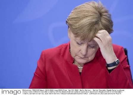 April 22, 2016 - Berlin, Germany - German Chancellor Angela Merkel is pictured during a news conference held after a meeting with the Heads of German states to speak about asylum and refugee policies at the Chancellery in Berlin, Germany on April 22, 2016. Berlin Germany  - ZUMAn230