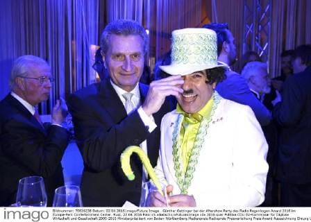 Günther Oettinger bei der Aftershow Party des Radio Regenbogen Award 2016 im Europa-Park Confertainment Center. Rust, 22.04.2016 Foto:xS.xGabschx xFuturexImage
