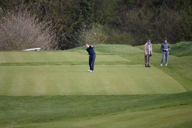 . 23 04 2016. London, United Kingdom. David Cameron and President Obama playing golf.  xAndrewxParsonsx xi-Imagesx IIM-12491-0026