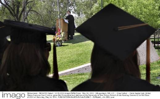 May 14, 2011 - Albuquerque, NM, U.S. - Greg Sorber -- Elena Kagan (cq), United States Supreme Court Justice, gives the Commencement Address at the University of New Mexico School of Law Hooding Ceremony for the Class of 2011 on Saturday, May 14, 2011. - ZUMAab1_