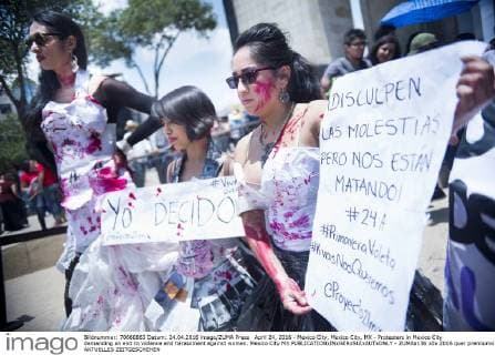 April 24, 2016 - Mexico City, Mexico City, MX - Protesters in Mexico City demanding an end to violence and harassment against women. Mexico City MX - ZUMAa136