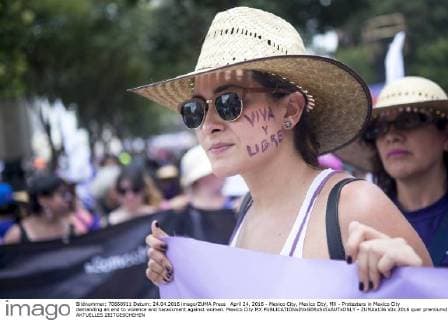 April 24, 2016 - Mexico City, Mexico City, MX - Protesters in Mexico City demanding an end to violence and harassment against women. Mexico City MX - ZUMAa136