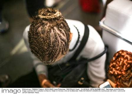 SAO PAULO, Brazil - 04 25 2016: SPFW SUMMER 2017 - Backstage stylist Ronaldo Fraga. summer 2017 collection at Fashion Week on Monday (25) at the Biennale.  BrunaxMarques