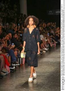 SAO PAULO, Brazil - 26 04 2016: SPFW SUMMER 2017 - The brand A.Brand made his debut at Fashion Week on Tuesday (26) with a collection inspired by Hawaii. The brand conversation with the audience who likes cheerful, light and desencanadas parts, but that brings information that is legal to use at the time.  BrunaxMarques
