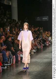 SAO PAULO, Brazil - 26 04 2016: SPFW SUMMER 2017 - The brand A.Brand made his debut at Fashion Week on Tuesday (26) with a collection inspired by Hawaii. The brand conversation with the audience who likes cheerful, light and desencanadas parts, but that brings information that is legal to use at the time.  BrunaxMarques