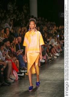 SAO PAULO, Brazil - 26 04 2016: SPFW SUMMER 2017 - The brand A.Brand made his debut at Fashion Week on Tuesday (26) with a collection inspired by Hawaii. The brand conversation with the audience who likes cheerful, light and desencanadas parts, but that brings information that is legal to use at the time.  BrunaxMarques