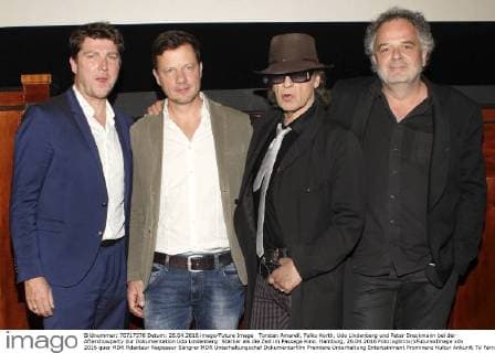 Torsten Amarell, Falko Korth, Udo Lindenberg und Peter Dreckmann bei der Aftershowparty zur Dokumentation Udo Lindenberg: Stärker als die Zeit im Passage Kino. Hamburg, 26.04.2016 Foto:xgbrcix xFuturexImage