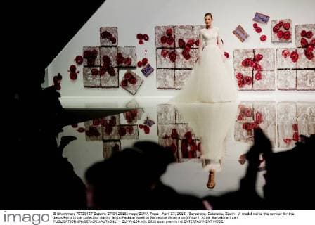 April 27, 2016 - Barcelona, Catalonia, Spain - A model walks the runway for the Jesus Peiro bridal collection during Bridal Fashion Week in Barcelona (Spain) on 27 April, 2016. Barcelona Spain  - ZUMAn230