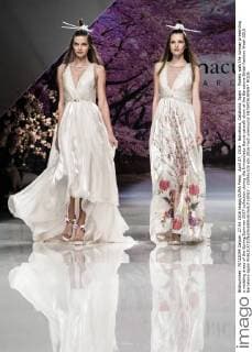 April 27, 2016 - Barcelona, Catalonia, Spain - Models walk the runway presenting a wedding dress of the Spring Summer 2017 collection during the Inmaculada Garcia catwalk show at the Barcelona Bridal Fashion Week 2016 Barcelona Spain - ZUMAo105