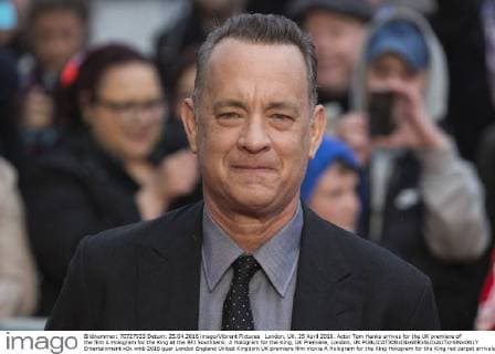 London, UK. 25 April 2016. Actor Tom Hanks arrives for the UK premiere of the film A Hologram for the King at the BFI Southbank. A Hologram for the King, UK Premiere, London, UK 