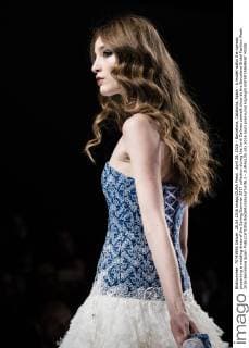 April 28, 2016 - Barcelona, Catalonia, Spain - A model walks the runway presenting a wedding dress of the Spring Summer 2017 collection during the Jordi Dalmau catwalk show at the Barcelona Bridal Fashion Week 2016 Barcelona Spain - ZUMAo105