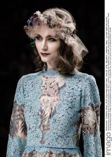 April 28, 2016 - Barcelona, Catalonia, Spain - A model walks the runway presenting a wedding dress of the Spring Summer 2017 collection during the Matilde Cano catwalk show at the Barcelona Bridal Fashion Week 2016 Barcelona Spain - ZUMAo105