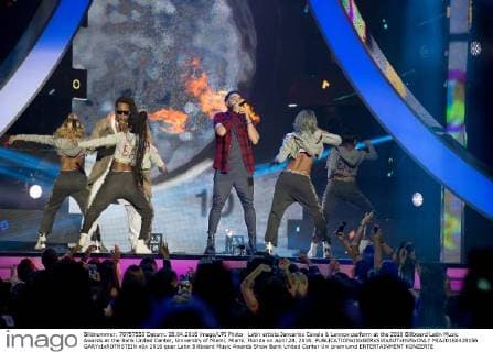Latin artists Jancarlos Canela & Lennox perform at the 2016 Billboard Latin Music Awards at the Bank United Center, University of Miami, Miami, Florida on April 28, 2016.  MIA20160428156 GARYxIxROTHSTEIN