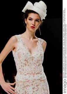 April 29, 2016 - Barcelona, Catalonia, Spain - A model walks the runway presenting a wedding dress during the Cymbeline catwalk show at the Bridal Fashion Week in Barcelona (Spain) on 29 April, 2016. Barcelona Spain  - ZUMAn230