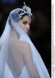 April 29, 2016 - Barcelona, Spain - Joana Sanz wears a creation from Cymbeline during Barcelona Bridal Fashion Week April 29th, 2016 in Barcelona, Spain. Barcelona Spain  - ZUMAn230