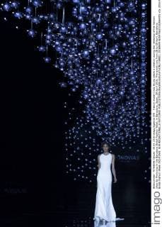 French model Cindy Bruna wears a creation during the rehearsal of the fashion show by Pronovias in the Barcelona Bridal Fashion Week, in Barcelona, Spain, 29 April 2016. The event runs from 26 to 29 April. Barcelona Bridal Fashion Week !ACHTUNG: NUR REDAKTIONELLE NUTZUNG!  BRI01 20160429-635975625182564305