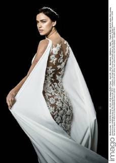April 29, 2016 - Barcelona, Catalonia, Spain - Model IRINA SHAYK walks the runway presenting a wedding dress of the Spring Summer 2017 collection during the Pronovias catwalk show at the Barcelona Bridal Fashion Week 2016 Barcelona Spain - ZUMAo105