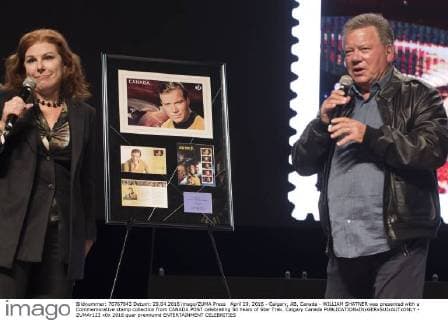 April 29, 2016 - Calgary, AB, Canada - WILLIAM SHATNER was presented with a Commemorative stamp collection from CANADA POST celebrating 50 Years of Star Trek. Calgary Canada - ZUMAr123