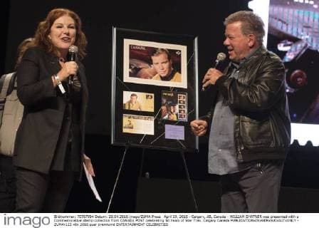 April 29, 2016 - Calgary, AB, Canada - WILLIAM SHATNER was presented with a Commemorative stamp collection from CANADA POST celebrating 50 Years of Star Trek. Calgary Canada - ZUMAr123