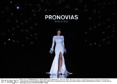 April 29, 2016 - Barcelona, Spain - Irina Shayk wears a creation from Pronovias during Barcelona Bridal Fashion Week April 29th, 2016 in Barcelona, Spain. Barcelona Spain  - ZUMAn230