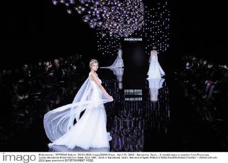 April 29, 2016 - Barcelona, Spain - A model wears a creation from Pronovias during Barcelona Bridal Fashion Week April 29th, 2016 in Barcelona, Spain. Barcelona Spain  - ZUMAn230