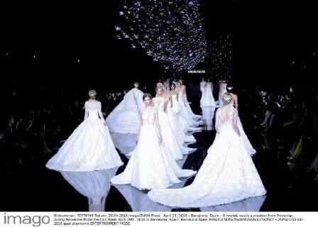 April 29, 2016 - Barcelona, Spain - A models wears a creation from Pronovias during Barcelona Bridal Fashion Week April 29th, 2016 in Barcelona, Spain. Barcelona Spain  - ZUMAn230