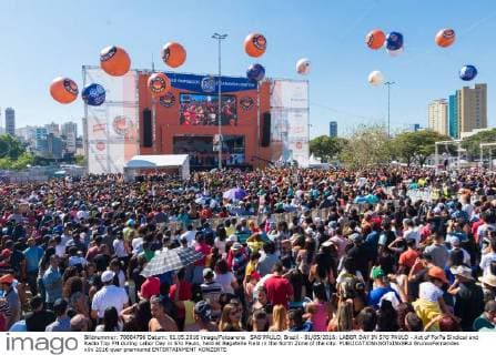 SAO PAULO, Brazil - 01 05 2016: LABOR DAY IN S?O PAULO - Act of For?a Sindical and Radio Top FM during Labor Day in S?o Paulo, held at Bagatelle Field in the North Zone of the city.  BrunoxFernandes