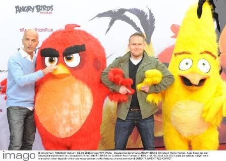 Deutschlandpremiere ANGRY BIRDS Christoph Maria Herbst, Axel Stein bei der Deutschlandpremiere des Animationsfilmes ANGRY BIRDS im CineStar Sony Center in Berlin, 01.05.2016