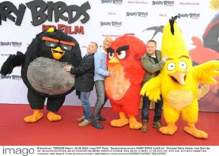 Deutschlandpremiere ANGRY BIRDS Axel Prahl, Christoph Maria Herbst, Axel Stein bei der Deutschlandpremiere des Animationsfilmes ANGRY BIRDS im CineStar Sony Center in Berlin, 01.05.2016