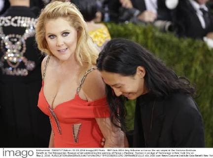MET Gala 2016 Amy Schumer arrive on the red carpet at the Costume Institute Benefit at The Metropolitan Museum of Art celebrating the opening of Manus x Machina: Fashion in an Age of Technology in New York City on May 2, 2016.  NYP201605021292 JOHNxANGELILLO