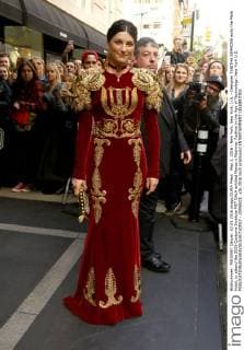 May 2, 2016 - New York, New York, U.S. - Designer TABITHA SIMMONS exits the Mark Hotel, to attend the 2016 Costume Institute MET GALA entitled Manus x Machina: Fashion in the Age of Technology. New York U.S. - ZUMAk03_