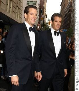 May 2, 2016 - New York, New York, U.S. - CAMERON WINKLEVOSS and TYLER WINKLEVOSS exit the Mark Hotel, to attend the 2016 Costume Institute MET GALA entitled Manus x Machina: Fashion in the Age of Technology. New York U.S. - ZUMAk03_