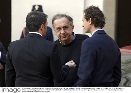 Matteo Renzi, Sergio Marchionne and John Elkann Rome 16th May 2016. Presentation of the new Giulia by Alfa Romeo. SamanthaxZucchi