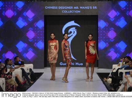 (160508) -- NEW DELHI, May 7, 2016 -- Models present Atlas silk collections by Chinese designer Wang Yihua on the first day of the second edition of Asian Designer Week (ADW) Summer Resort 2016 in New Delhi, capital of India, on May 7, 2016. The two-day event held here invited designers from seven Asian countries to exhibit their works. ) INDIA-NEW DELHI-ASIAN DESIGNER WEEK Stringer 