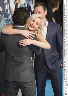 London, UK. 9 May 2016. X-Men actors Oscar Isaac (En Sabah Nur Apocalypse), Jennifer Lawrence (Raven Mystique) and James McAvoy (Professor Charles Xavier) attend the X-Men: Apocalypse - Global Fan Screening at the BFI Imax cinema in London. X-Men: Apocalypse, Global Fan Screening, London, UK 