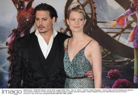 May 10, 2016 - England, United Kingdom - Johnny Depp and Mia Wasikowska attends the European Premiere of Alice Through The Looking Glass at Odeon Leciester Square. United Kingdom - ZUMAs147