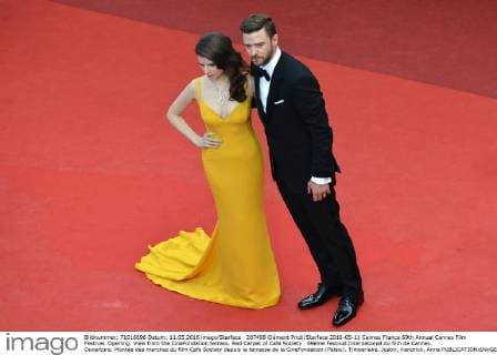 207498 Clément Prioli Starface 2016-05-11 Cannes France 69th Annual Cannes Film Festival. Opening. View from the CineFondation terrass. Red Carpet of Cafe Society . 69ème Festival International du film de Cannes. Ouverture. Montée des marches du film Cafe Society depuis la terrasse de la CineFondation (Palais). Timberlake, Justin; Kendrick, Anna  Copyright: xClémentxPriolix STAR_207498_077